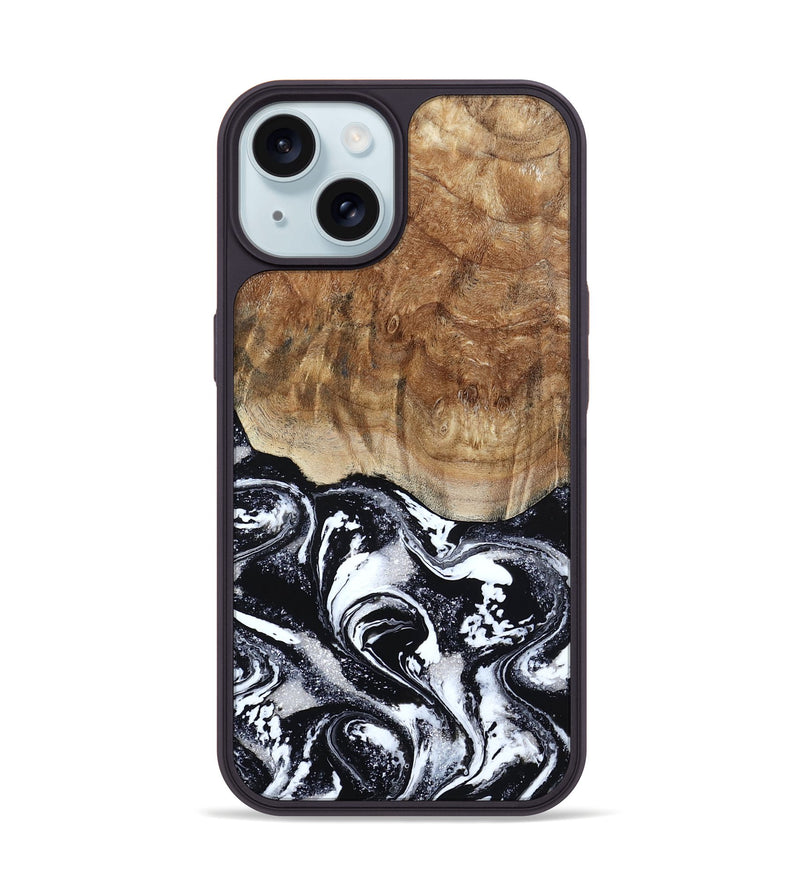 iPhone 15 Wood Phone Case - Tiara (Black & White, 803242)
