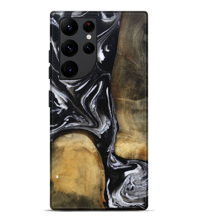 Galaxy S22 Ultra Wood Live Edge Phone Case - Rayne (Black & White, 803274)