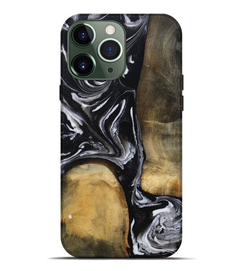 iPhone 13 Pro Max Wood Live Edge Phone Case - Rayne (Black & White, 803274)