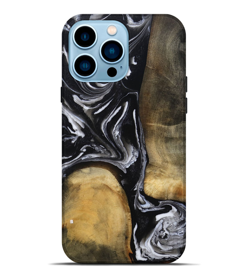 iPhone 14 Pro Max Wood Live Edge Phone Case - Rayne (Black & White, 803274)