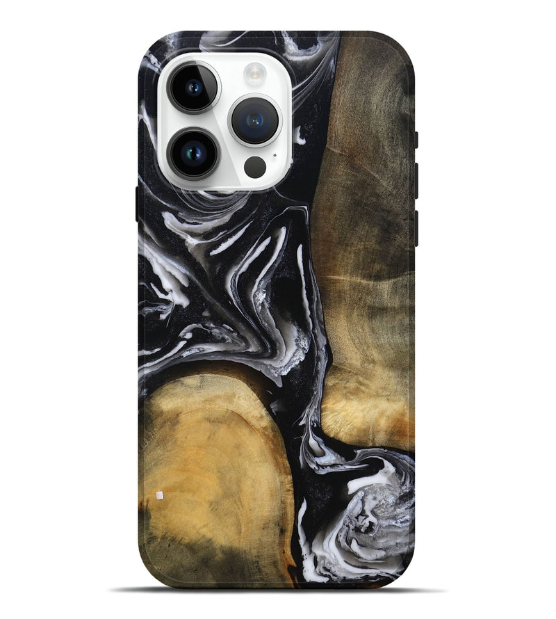 iPhone 15 Pro Max Wood Live Edge Phone Case - Rayne (Black & White, 803274)
