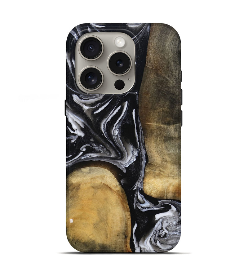 iPhone 16 Pro Wood Live Edge Phone Case - Rayne (Black & White, 803274)