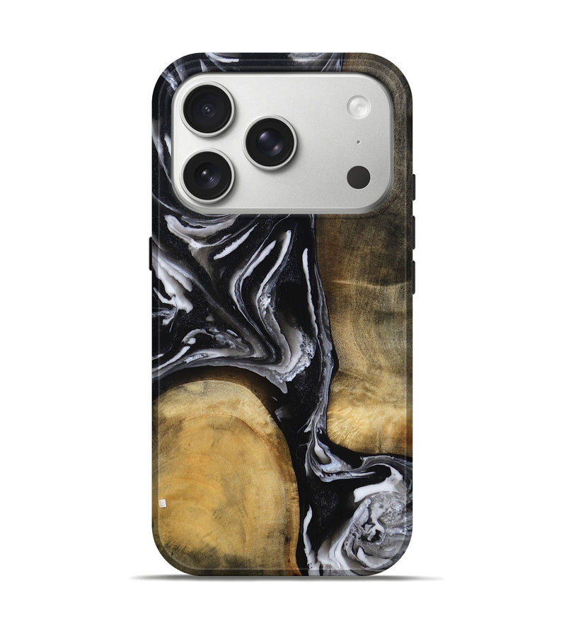 iPhone 17 Pro Wood Live Edge Phone Case - Rayne (Black & White, 803274)