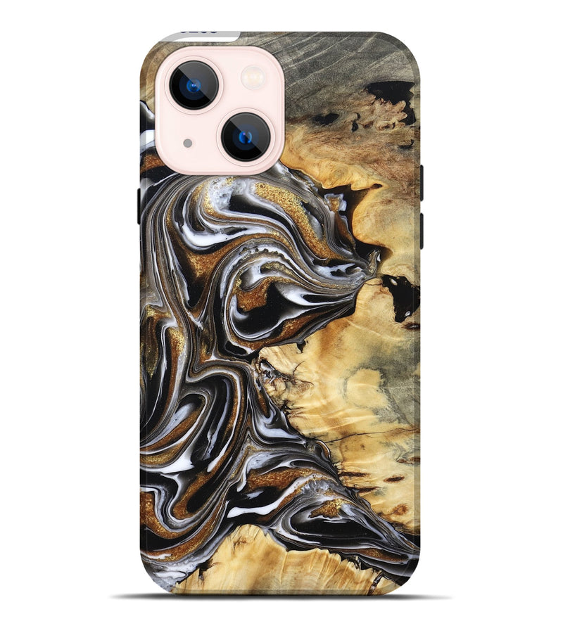 iPhone 14 Plus Wood Live Edge Phone Case - Latifah (Black & White, 803293)