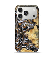 iPhone 17 Pro Wood Live Edge Phone Case - Latifah (Black & White, 803293)