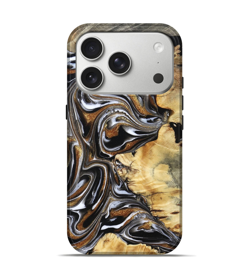 iPhone 17 Pro Wood Live Edge Phone Case - Latifah (Black & White, 803293)