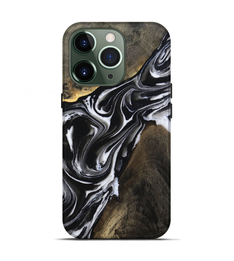 iPhone 13 Pro Wood Live Edge Phone Case - Ares (Black & White, 803297)