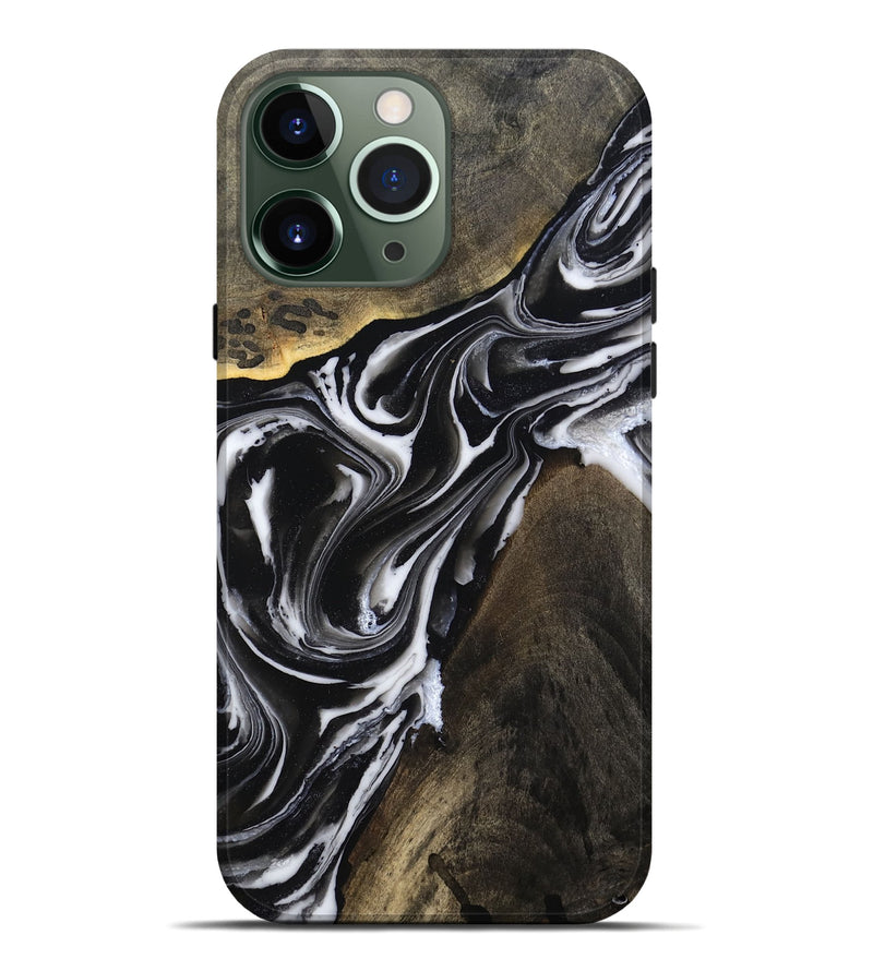 iPhone 13 Pro Max Wood Live Edge Phone Case - Ares (Black & White, 803297)