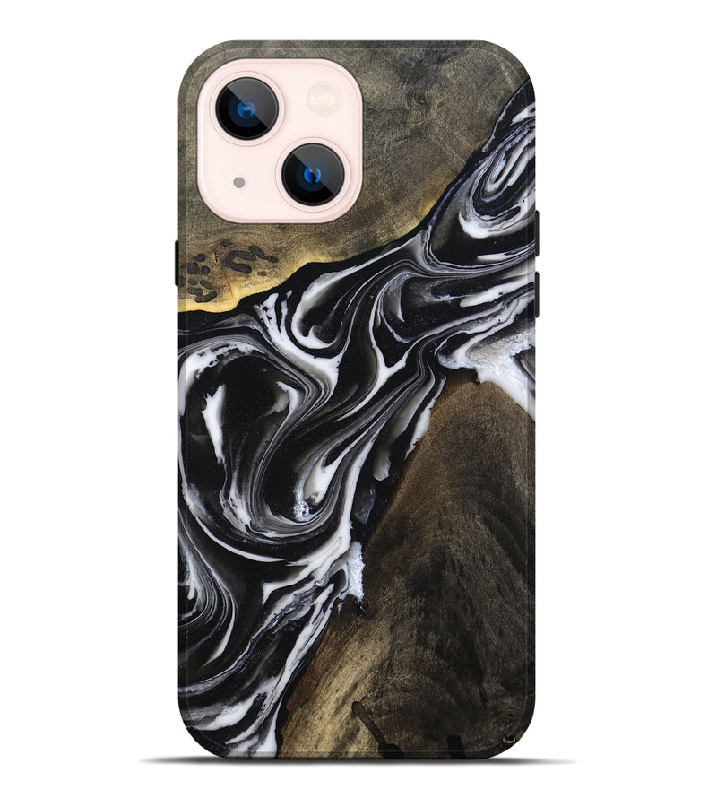 iPhone 14 Plus Wood Live Edge Phone Case - Ares (Black & White, 803297)