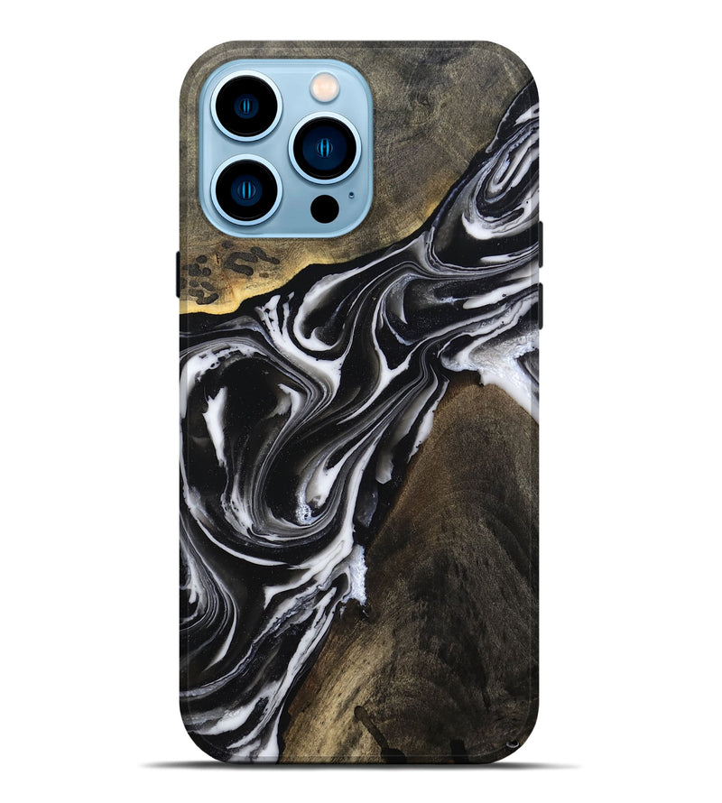 iPhone 14 Pro Max Wood Live Edge Phone Case - Ares (Black & White, 803297)