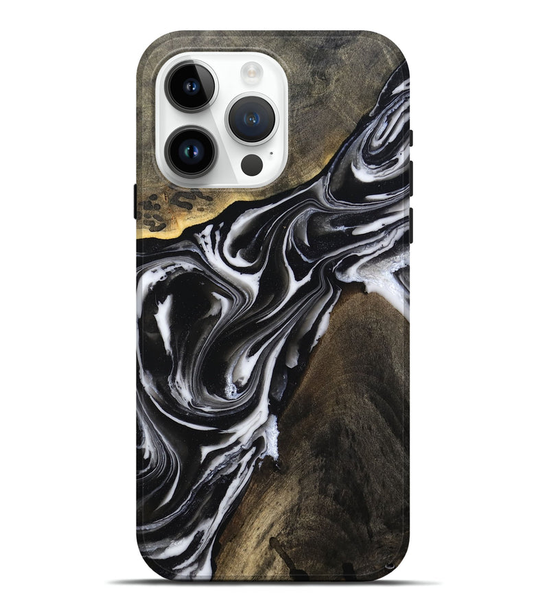 iPhone 15 Pro Max Wood Live Edge Phone Case - Ares (Black & White, 803297)