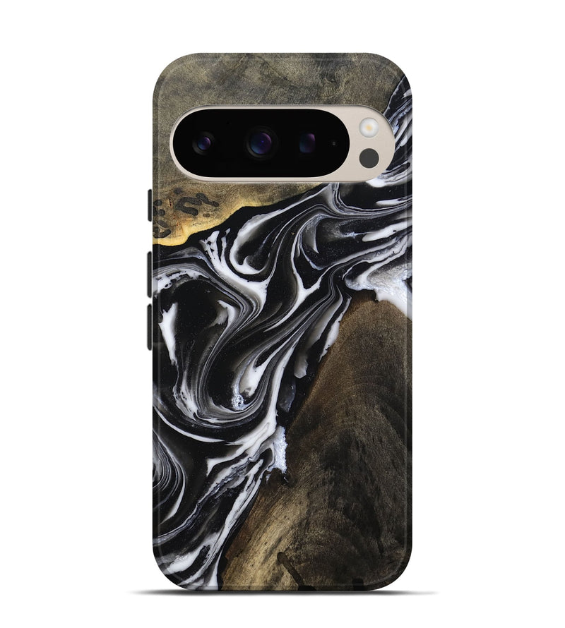 Pixel 9 Wood Live Edge Phone Case - Ares (Black & White, 803297)