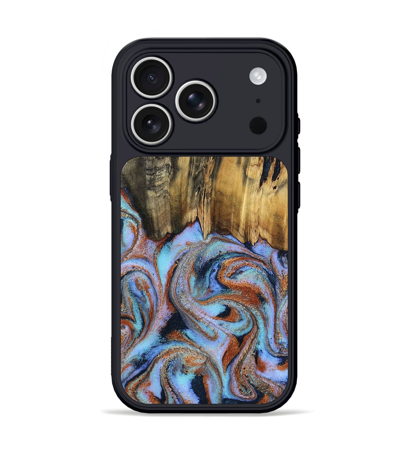iPhone 17 Pro Wood Phone Case - Sandy (Teal & Gold, 803393)