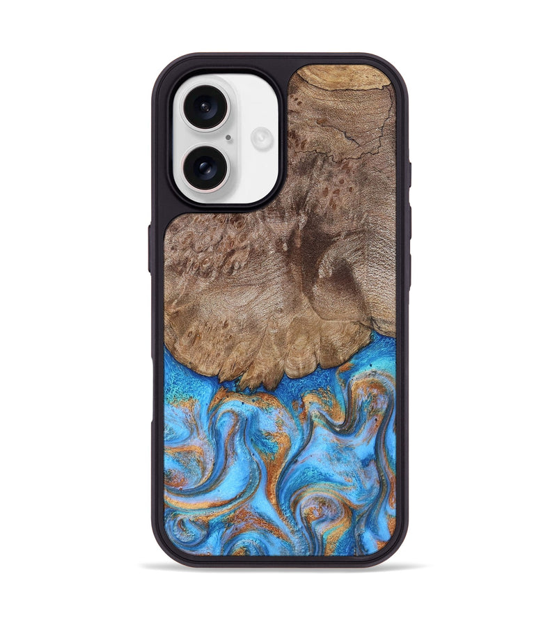 iPhone 17 Wood Phone Case - Bria (Teal & Gold, 803401)