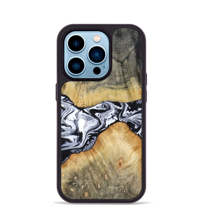 iPhone 14 Pro Wood Phone Case - Nash (Black & White, 803410)