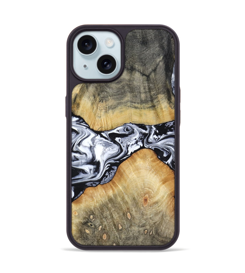 iPhone 15 Wood Phone Case - Nash (Black & White, 803410)