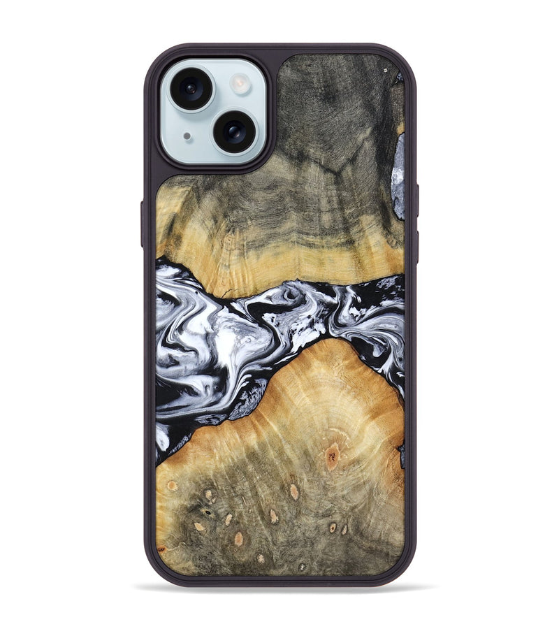 iPhone 15 Plus Wood Phone Case - Nash (Black & White, 803410)