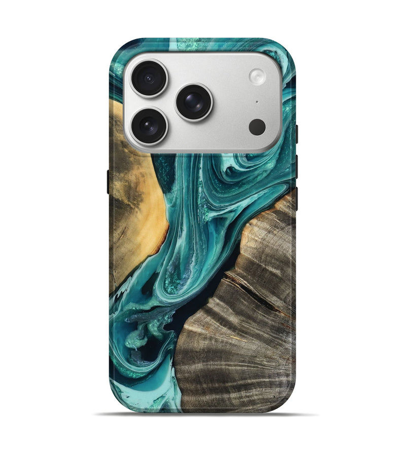 iPhone 17 Pro Wood Live Edge Phone Case - Novah (Green, 803532)