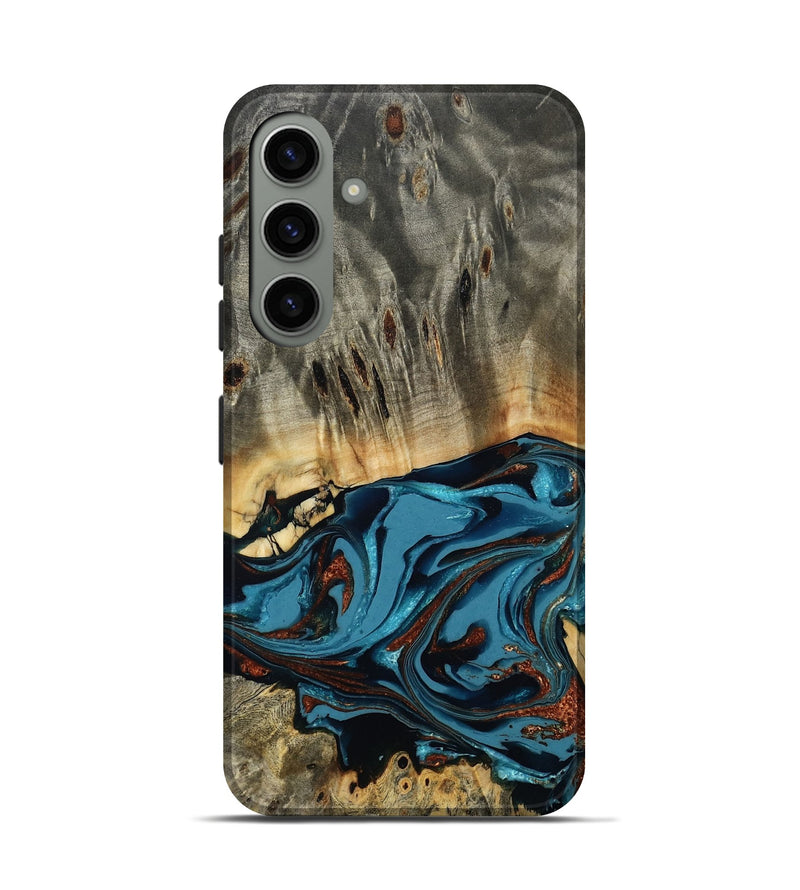 Galaxy S24 Wood Live Edge Phone Case - Aviana (Teal & Gold, 803546)