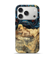 iPhone 17 Pro Wood Live Edge Phone Case - Merlin (Teal & Gold, 803560)