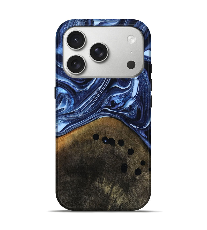 iPhone 17 Pro Wood Live Edge Phone Case - Lonie (Blue, 803561)