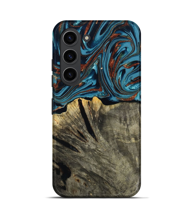 Galaxy S23 Wood Live Edge Phone Case - Brixton (Teal & Gold, 803564)