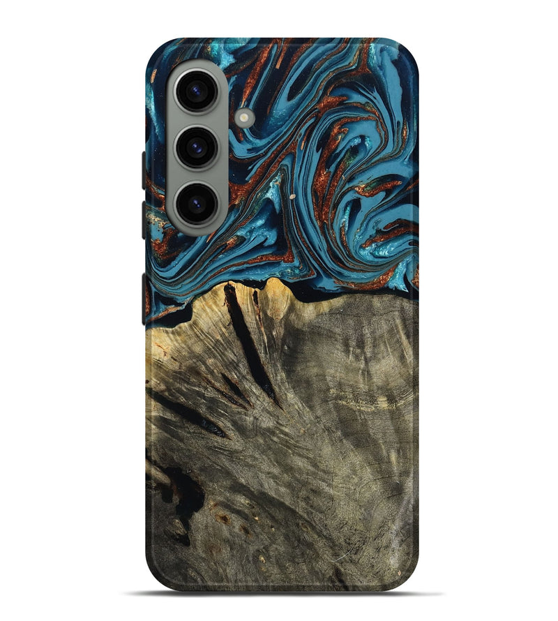 Galaxy S24 Plus Wood Live Edge Phone Case - Brixton (Teal & Gold, 803564)