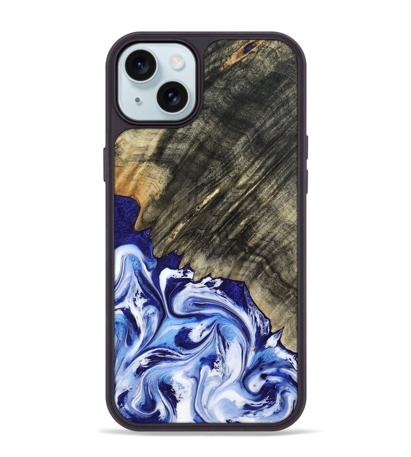 iPhone 15 Plus Wood Phone Case - Leia (Blue, 803619)