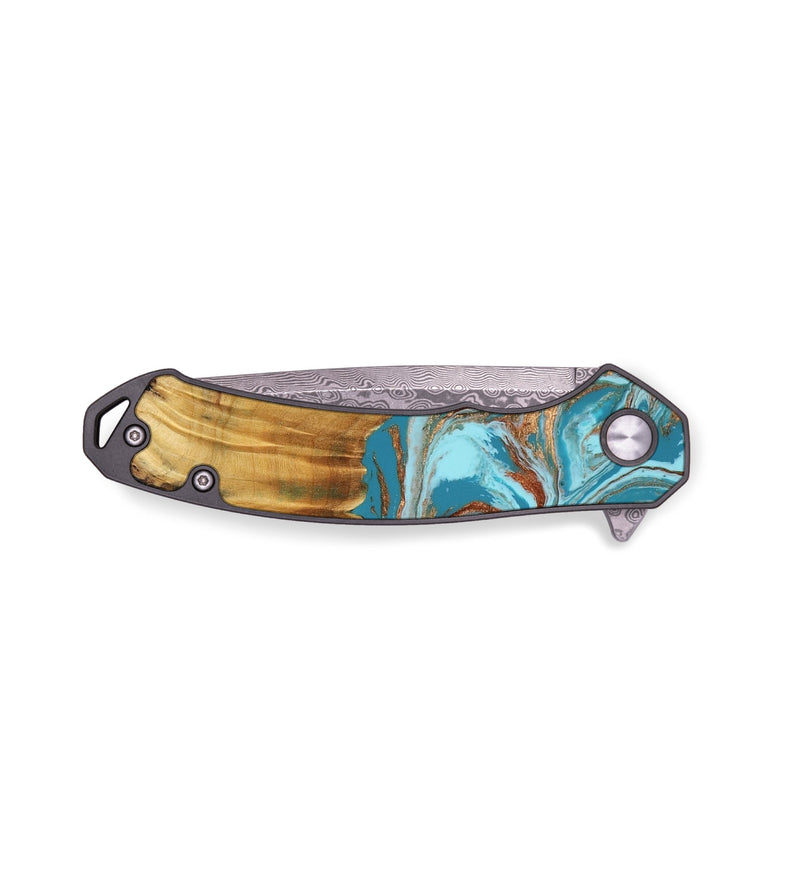 EDC Wood Pocket Knife - Chad (Teal & Gold, 803635)