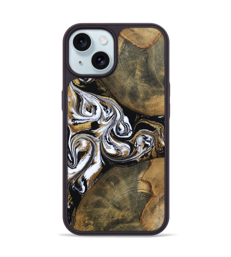 iPhone 15 Wood Phone Case - Breana (Black & White, 803650)