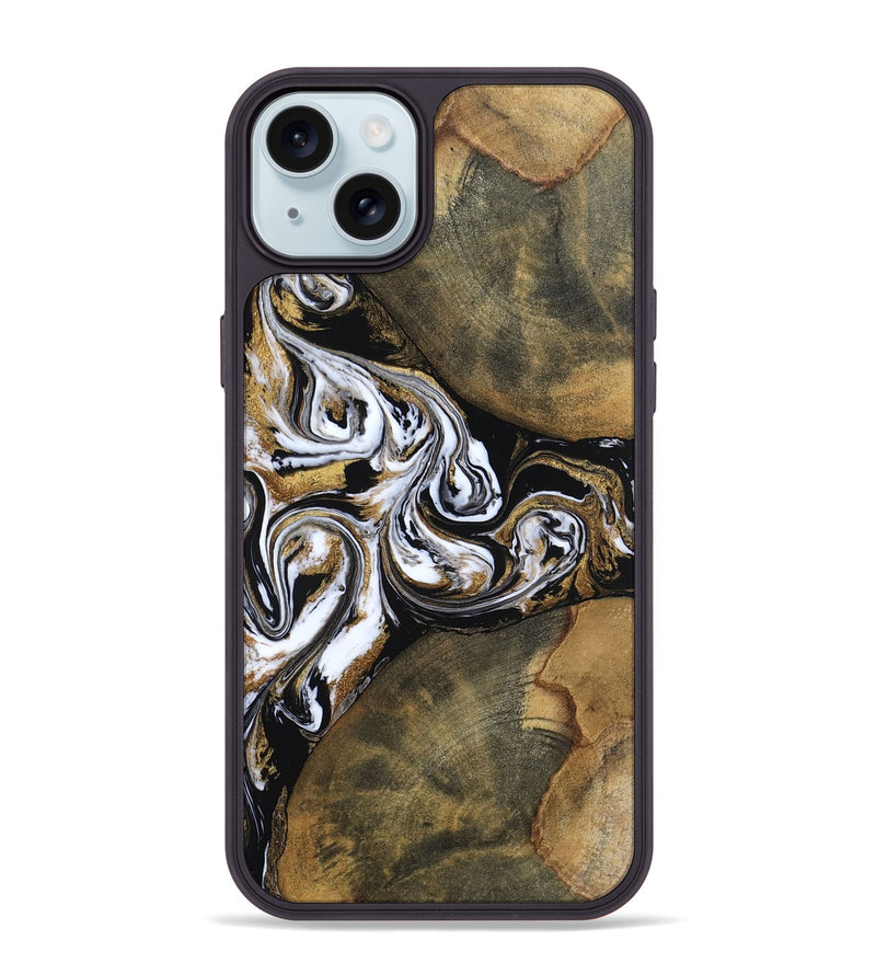 iPhone 15 Plus Wood Phone Case - Breana (Black & White, 803650)
