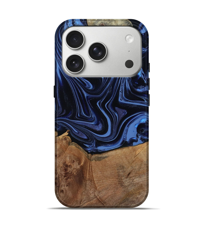 iPhone 17 Pro Wood Live Edge Phone Case - Suzan (Blue, 803654)