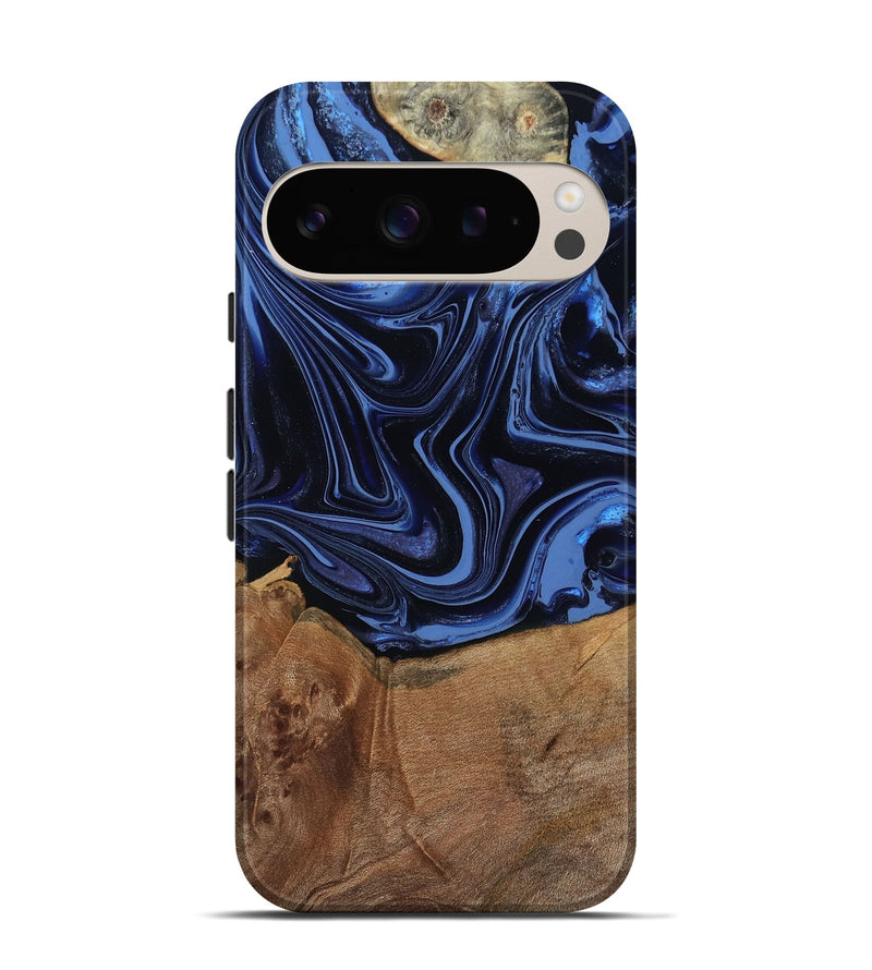 Pixel 9 Pro Wood Live Edge Phone Case - Suzan (Blue, 803654)