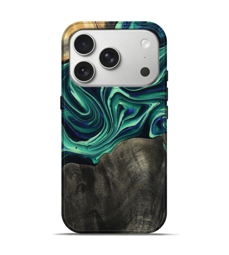 iPhone 17 Pro Wood Live Edge Phone Case - Kennedy (Green, 803657)