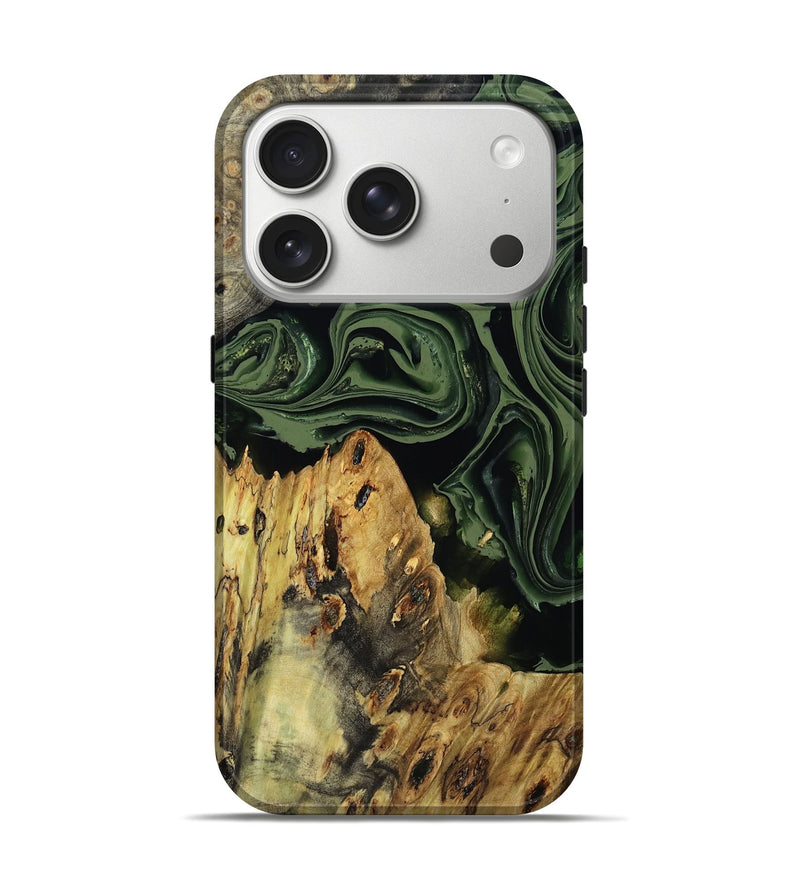 iPhone 17 Pro Wood Live Edge Phone Case - Doc (Green, 803659)