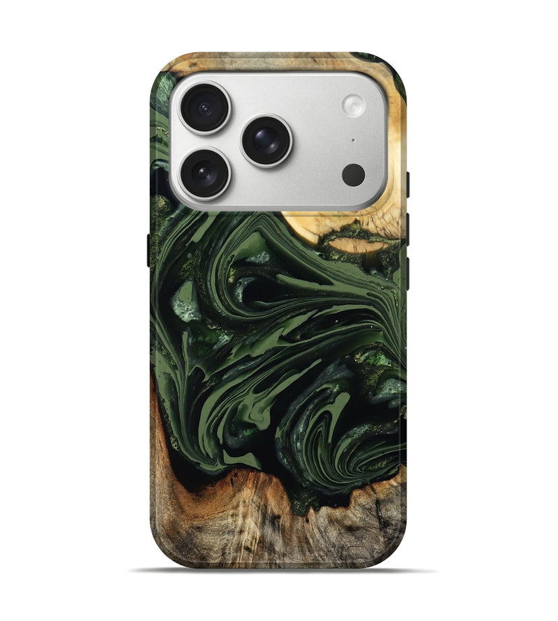 iPhone 17 Pro Wood Live Edge Phone Case - Cade (Green, 803667)