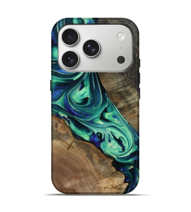 iPhone 17 Pro Wood Live Edge Phone Case - Kahlil (Green, 803668)