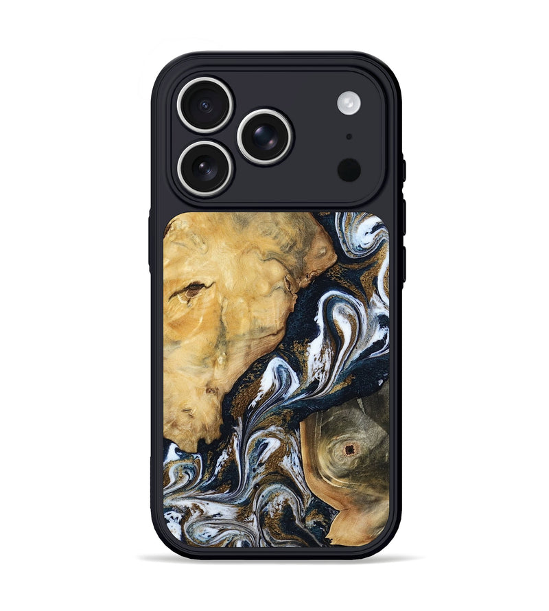 iPhone 17 Pro Wood Phone Case - Iyana (Teal & Gold, 803760)