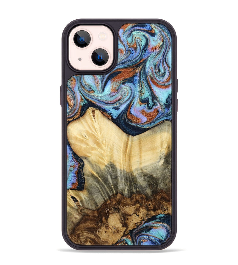 iPhone 14 Plus Wood Phone Case - Janiyah (Teal & Gold, 803761)