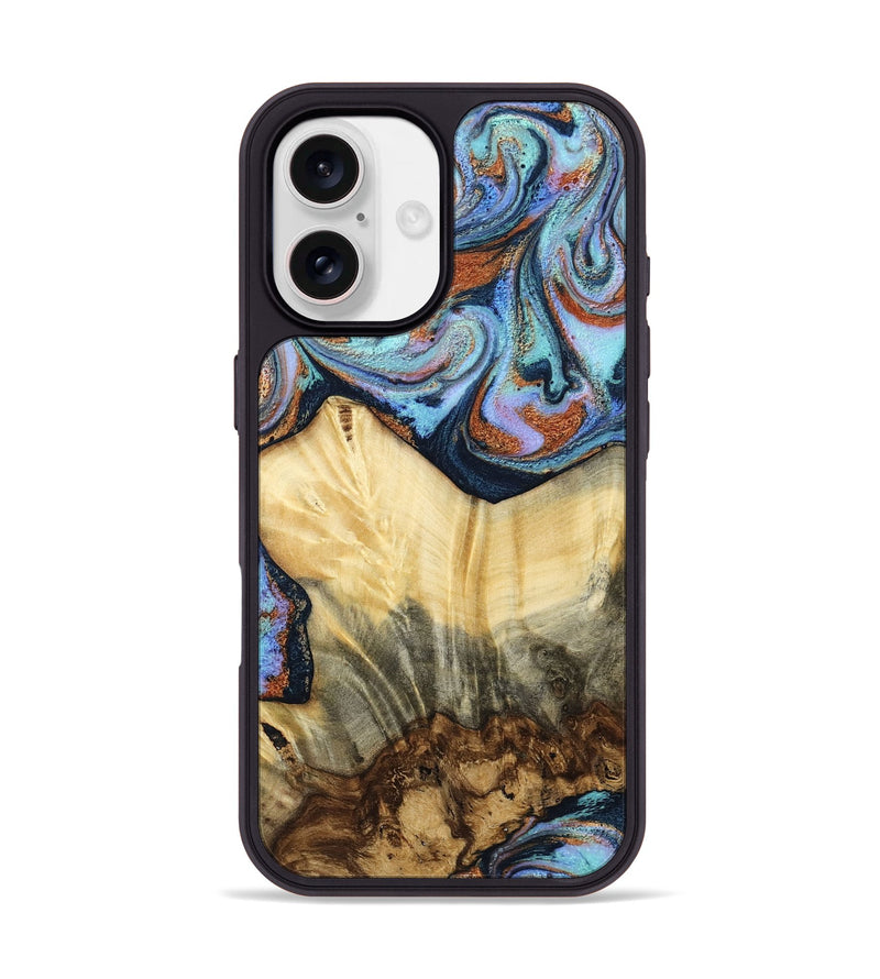 iPhone 17 Wood Phone Case - Janiyah (Teal & Gold, 803761)