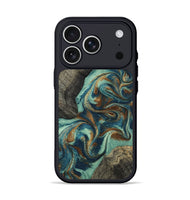 iPhone 17 Pro Wood Phone Case - Ridge (Teal & Gold, 803764)