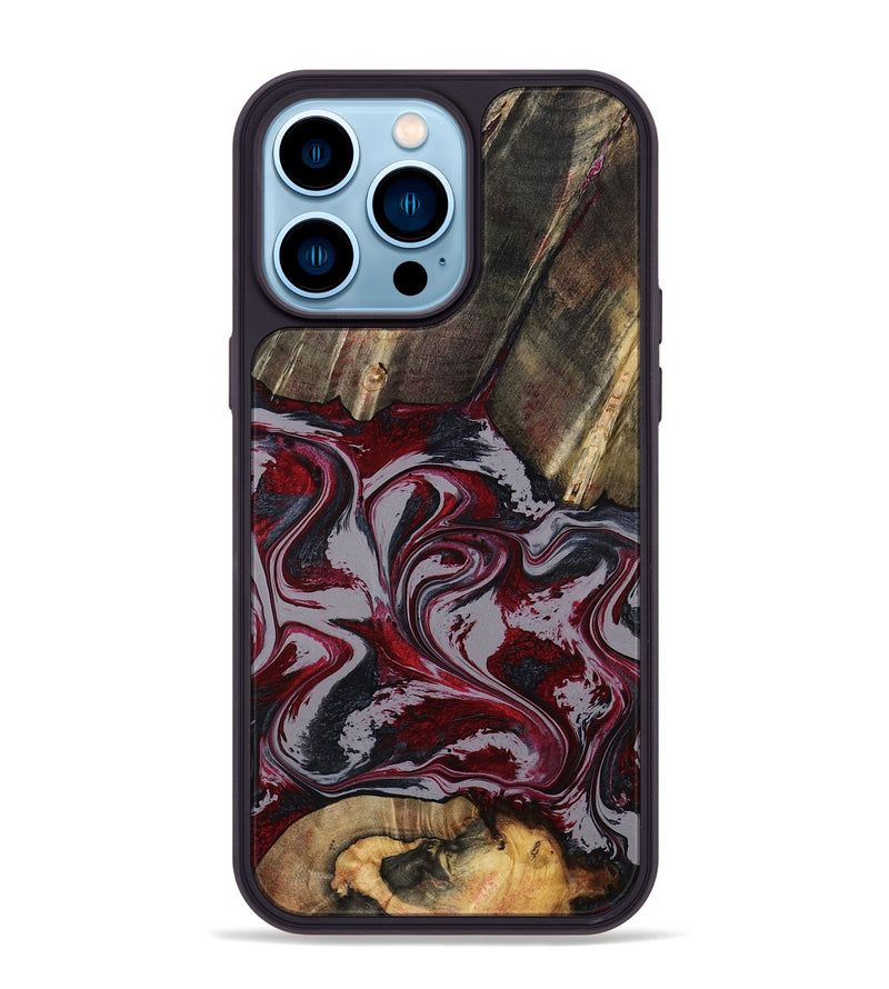iPhone 14 Pro Max Wood Phone Case - Shanda (Red, 803775)
