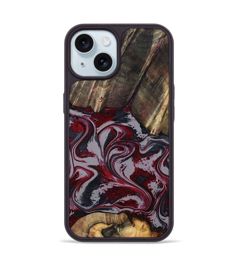 iPhone 15 Wood Phone Case - Shanda (Red, 803775)