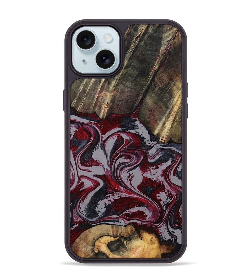 iPhone 15 Plus Wood Phone Case - Shanda (Red, 803775)