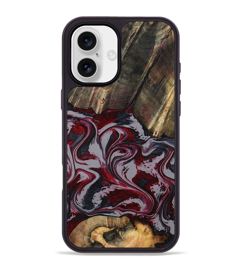 iPhone 16 Plus Wood Phone Case - Shanda (Red, 803775)