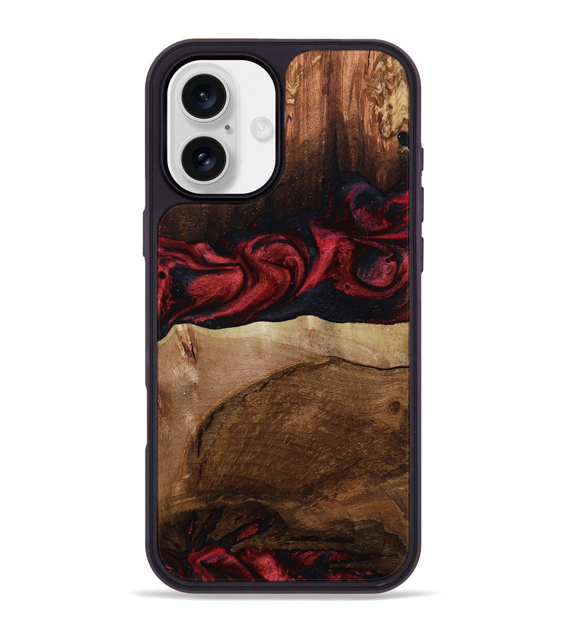 iPhone 16 Plus Wood Phone Case - Chaim (Red, 803776)