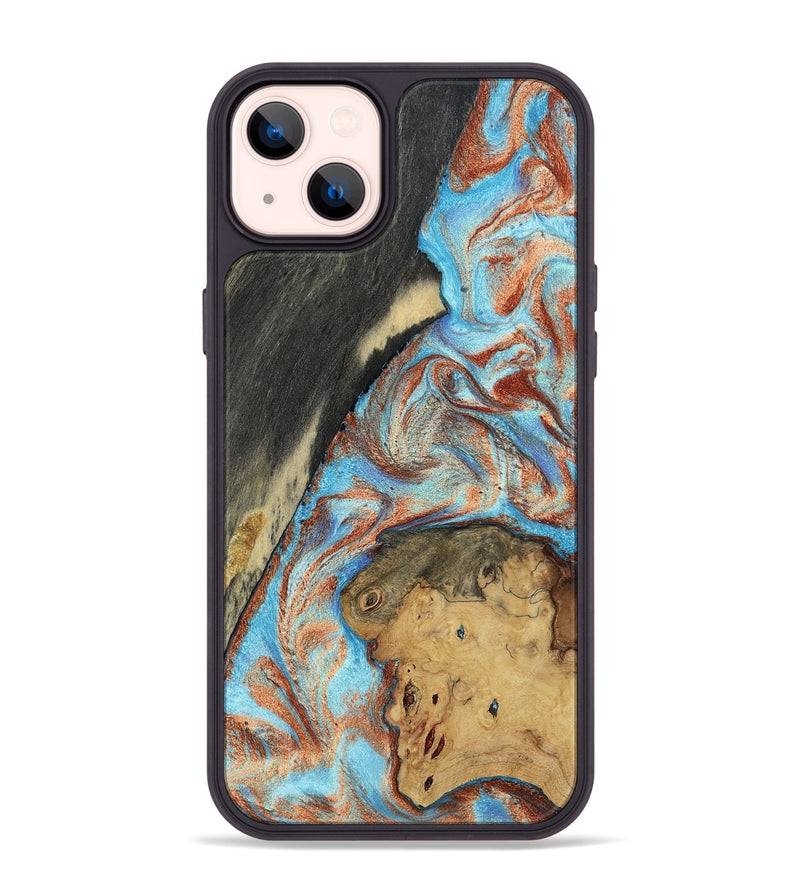 iPhone 14 Plus Wood Phone Case - Morris (Teal & Gold, 803785)