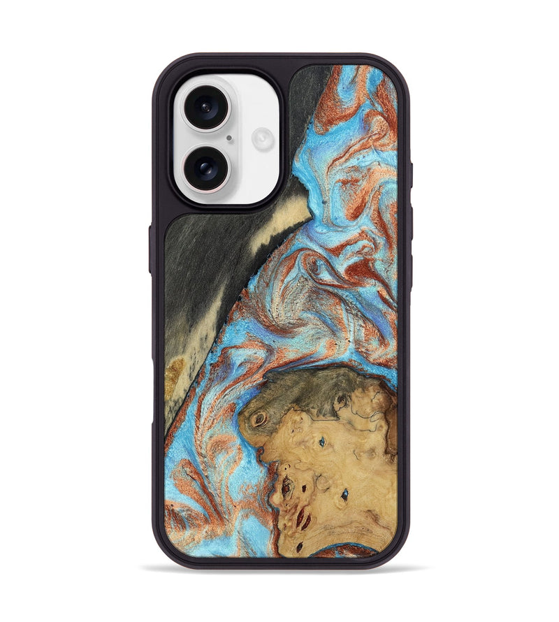iPhone 17 Wood Phone Case - Morris (Teal & Gold, 803785)