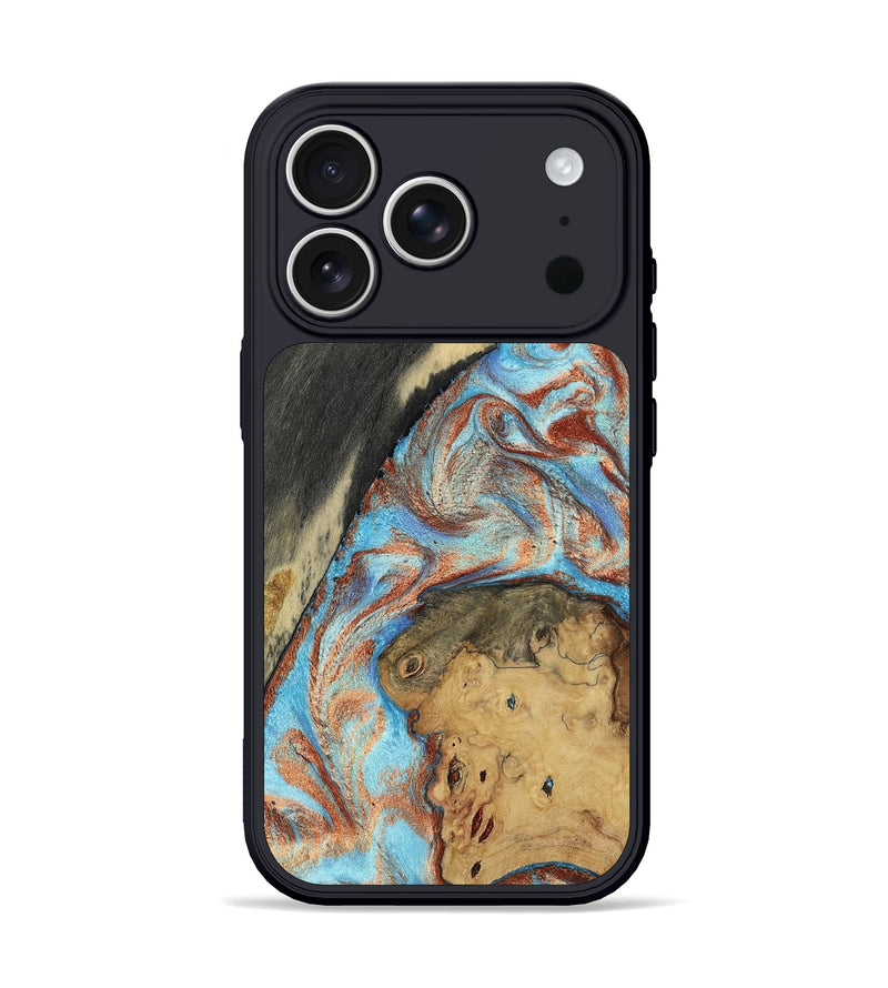 iPhone 17 Pro Wood Phone Case - Morris (Teal & Gold, 803785)