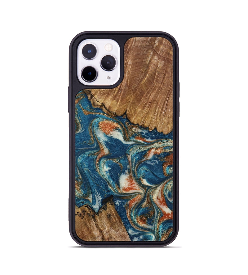 iPhone 11 Pro Wood Phone Case - Rolla (Teal & Gold, 803788)